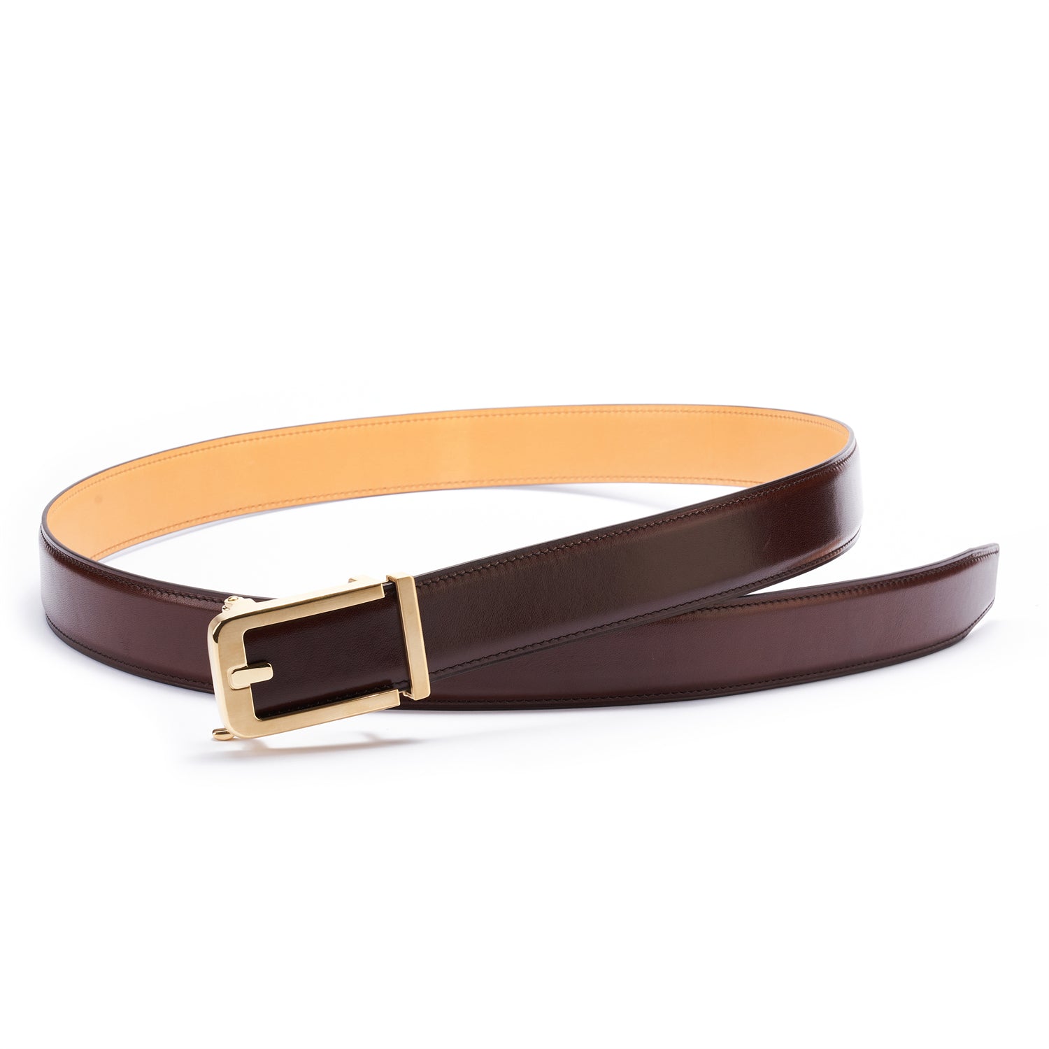 BELTLEY Brown Italian Full-Grain Leather Belt with Japanese Oak Leather Base Layer
