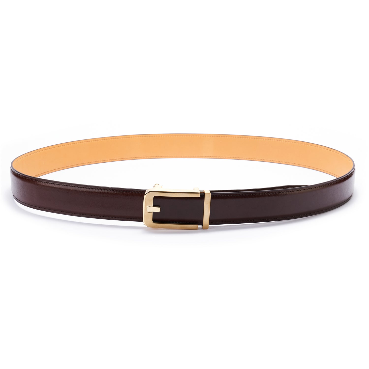 BELTLEY Brown Italian Full-Grain Leather Belt with Japanese Oak Leather Base Layer