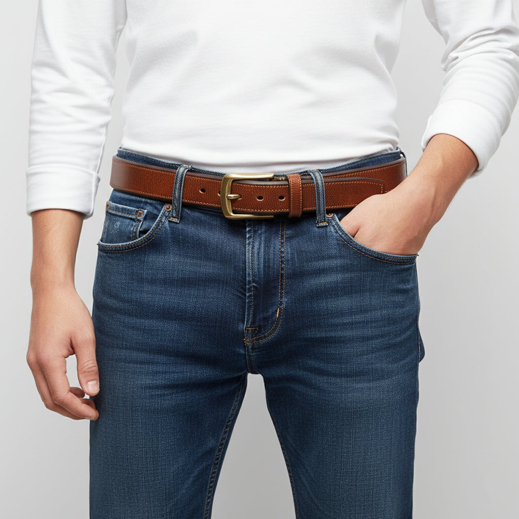 BELTLEY Heavy Duty 1.5 Belt - Double-Layer Full-Grain Leather in Saddle Brown