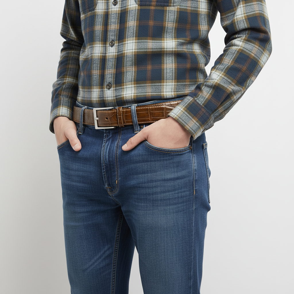 BELTLEY Olive Green Alligator Belt – Hand-Dyed, 1.38" Width