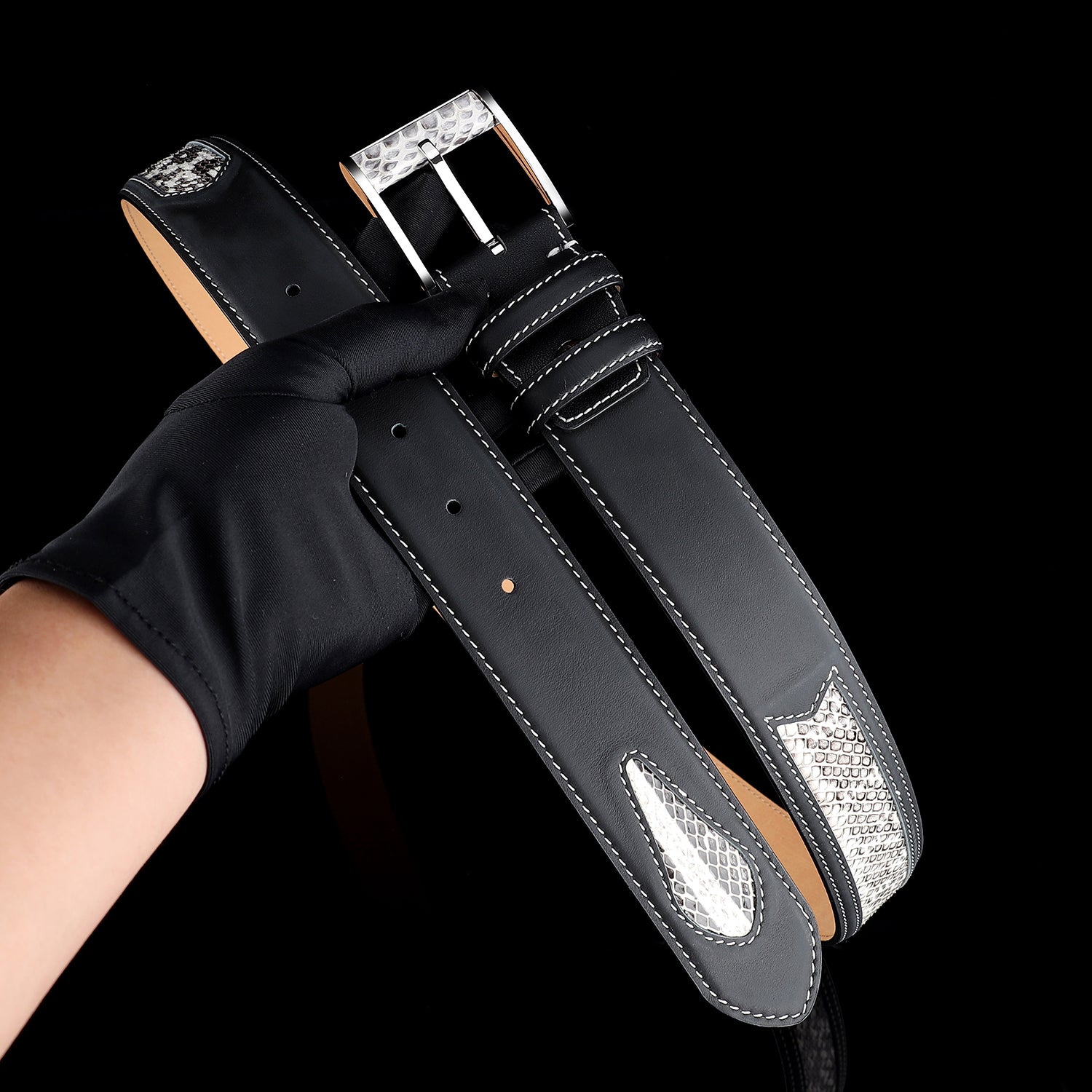 BELTLEY Signature Two-Tone Python Inlay Belt