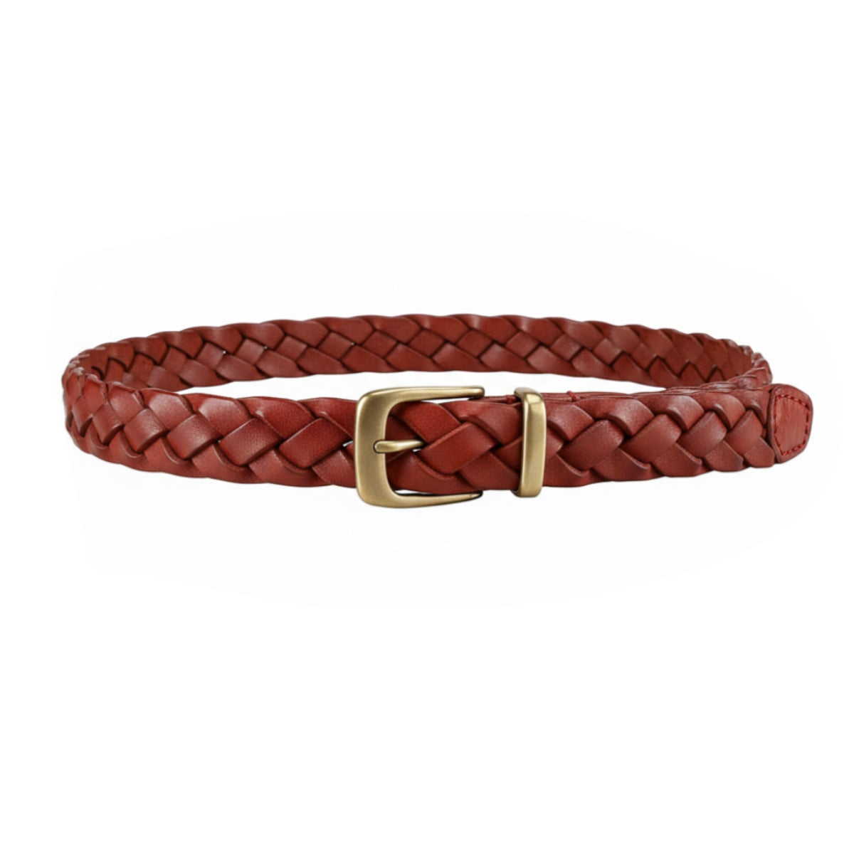 BELTLEY Burgundy Braided Leather Belt – 1.18” Wide