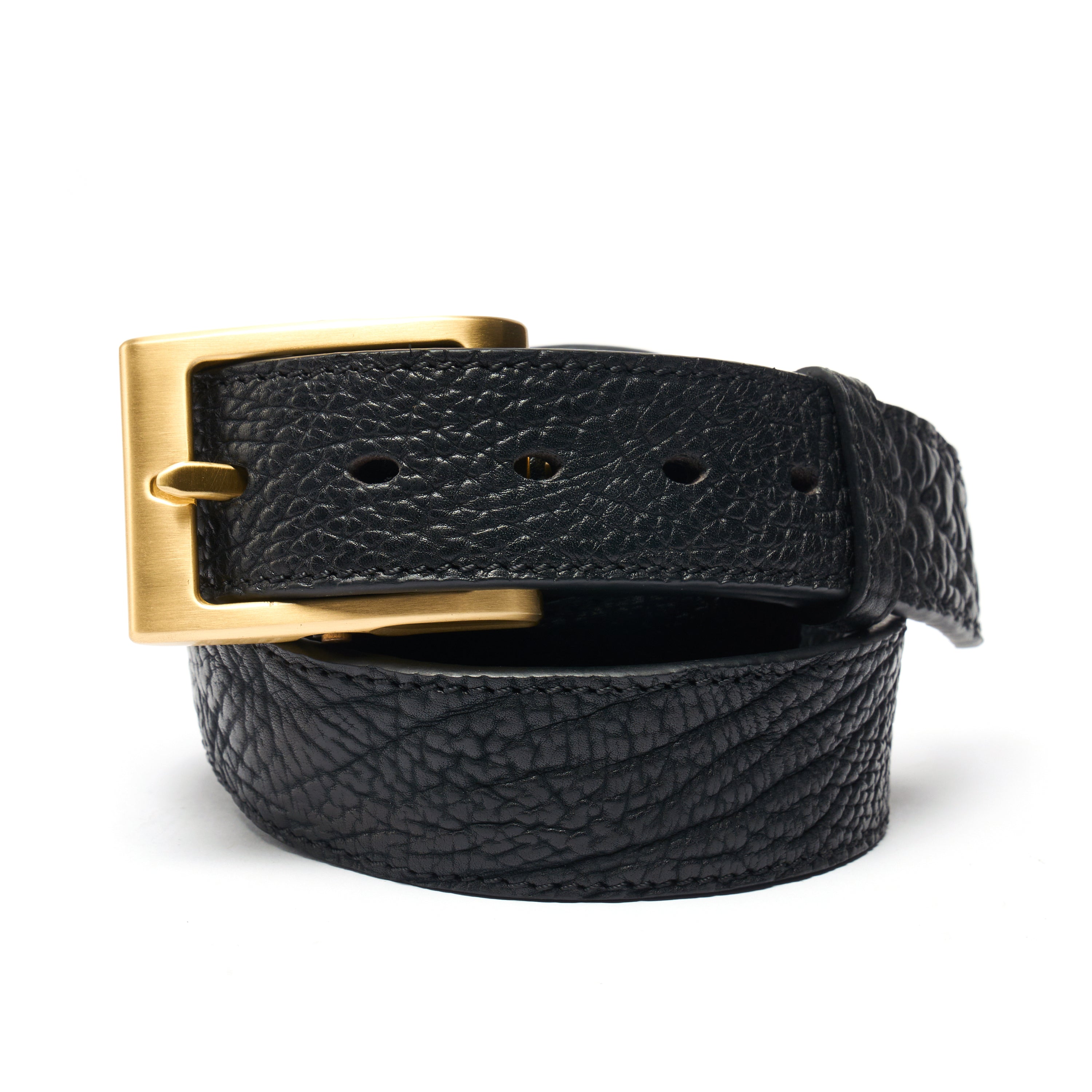 BELTLEY Black Savage-Grained Leather Belt( 100% Full-Grain)-1.50 inches WIDE