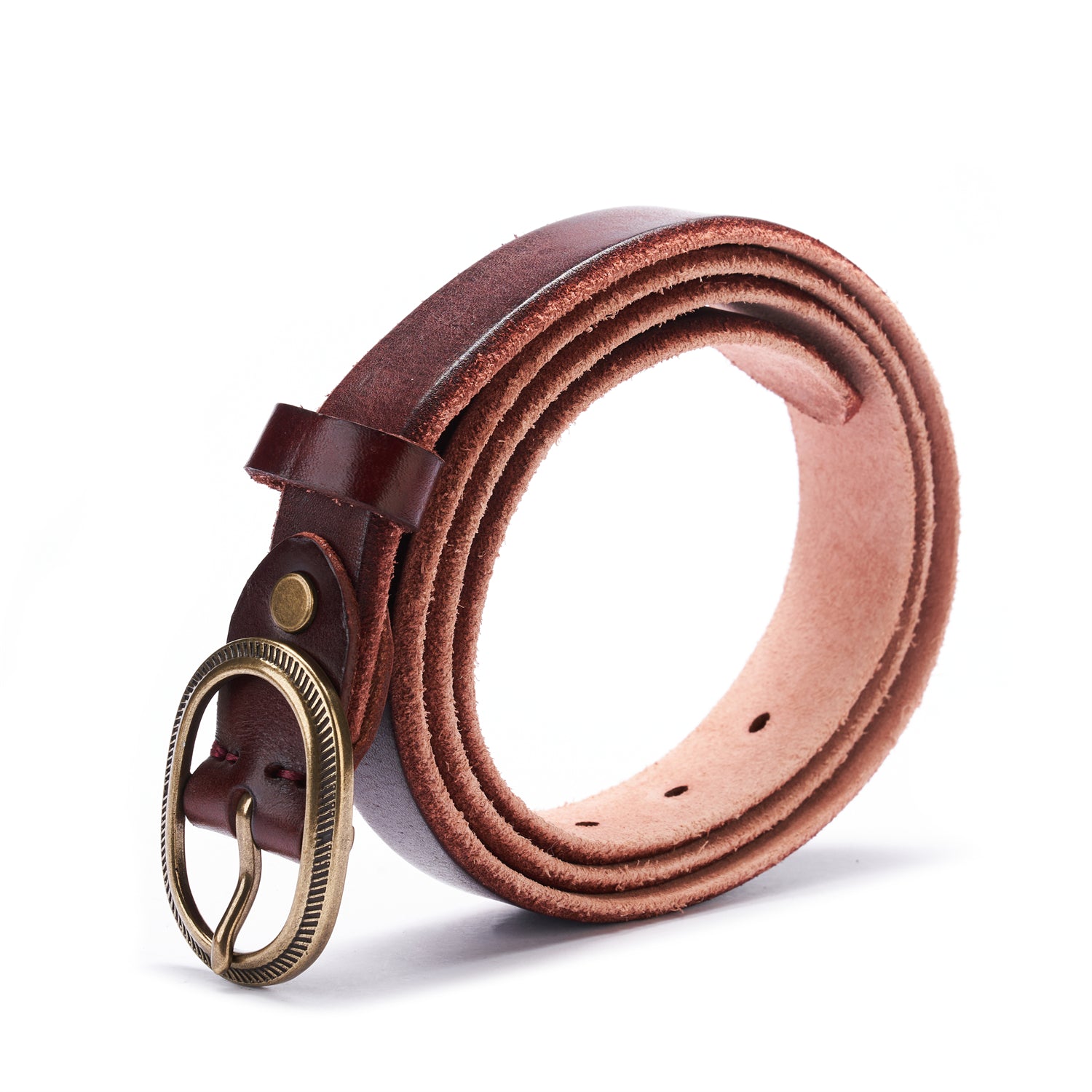 BETLEY Burgundy Full Grain Leather Belt for Women - Raw Edge Elegance (28mm)