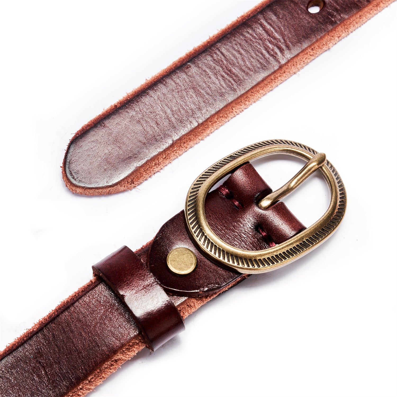 BETLEY Burgundy Full Grain Leather Belt for Women - Raw Edge Elegance (28mm)