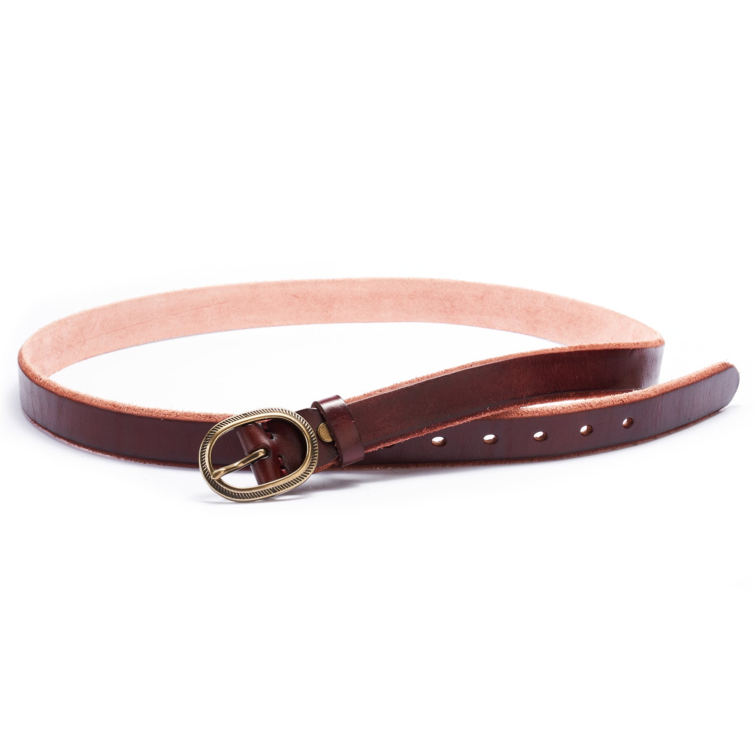BETLEY Burgundy Full Grain Leather Belt for Women - Raw Edge Elegance (28mm)