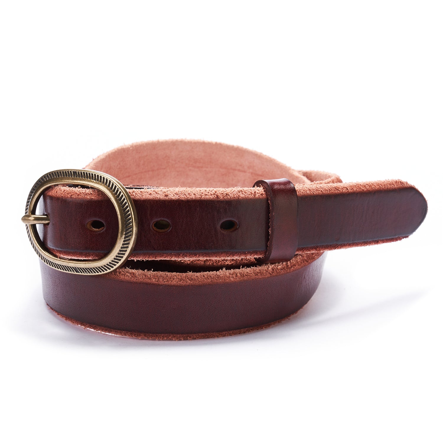 BETLEY Burgundy Full Grain Leather Belt for Women - Raw Edge Elegance (28mm)