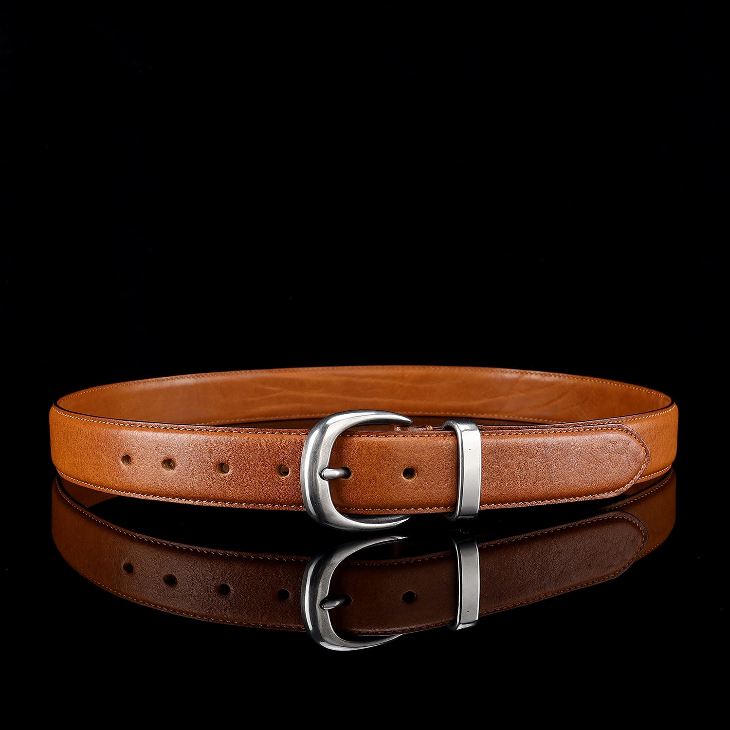 Beltley Elegant Cognac Leather Belt for Women | 1.25" Minimalist Design