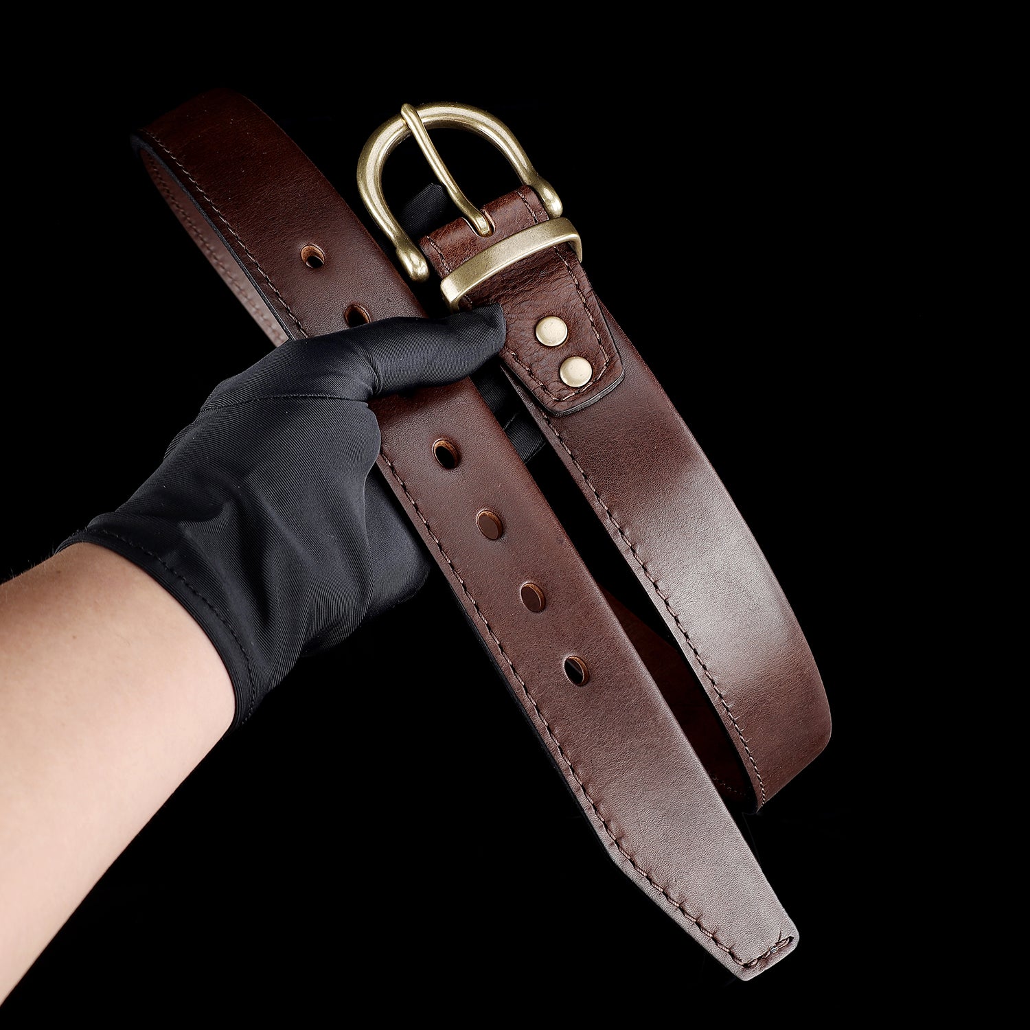 BELTLEY Brown Folded Double-Layer Full-Grain Leather Belt — 1.5 Inches
