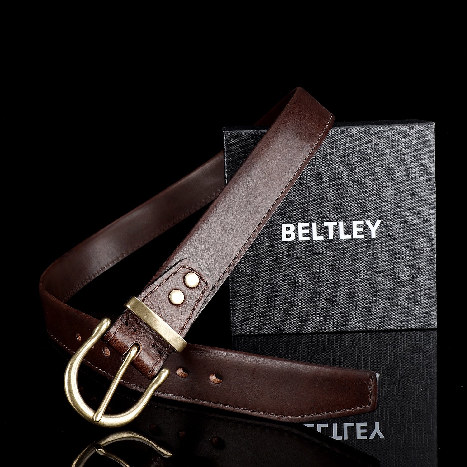 Beltley Brown Folded Double-Layer Full-Grain Leather Belt — 1.5 Inches