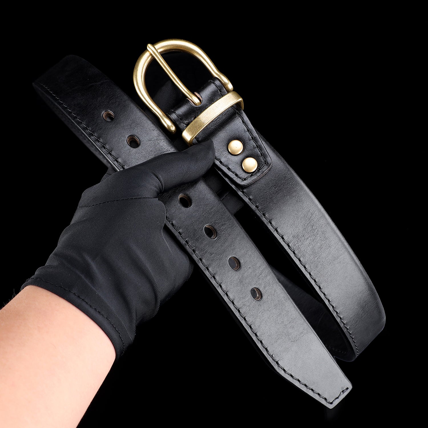 BELTLEY Folded Double-Layer Full-Grain Leather Belt — 1.5" (Black)