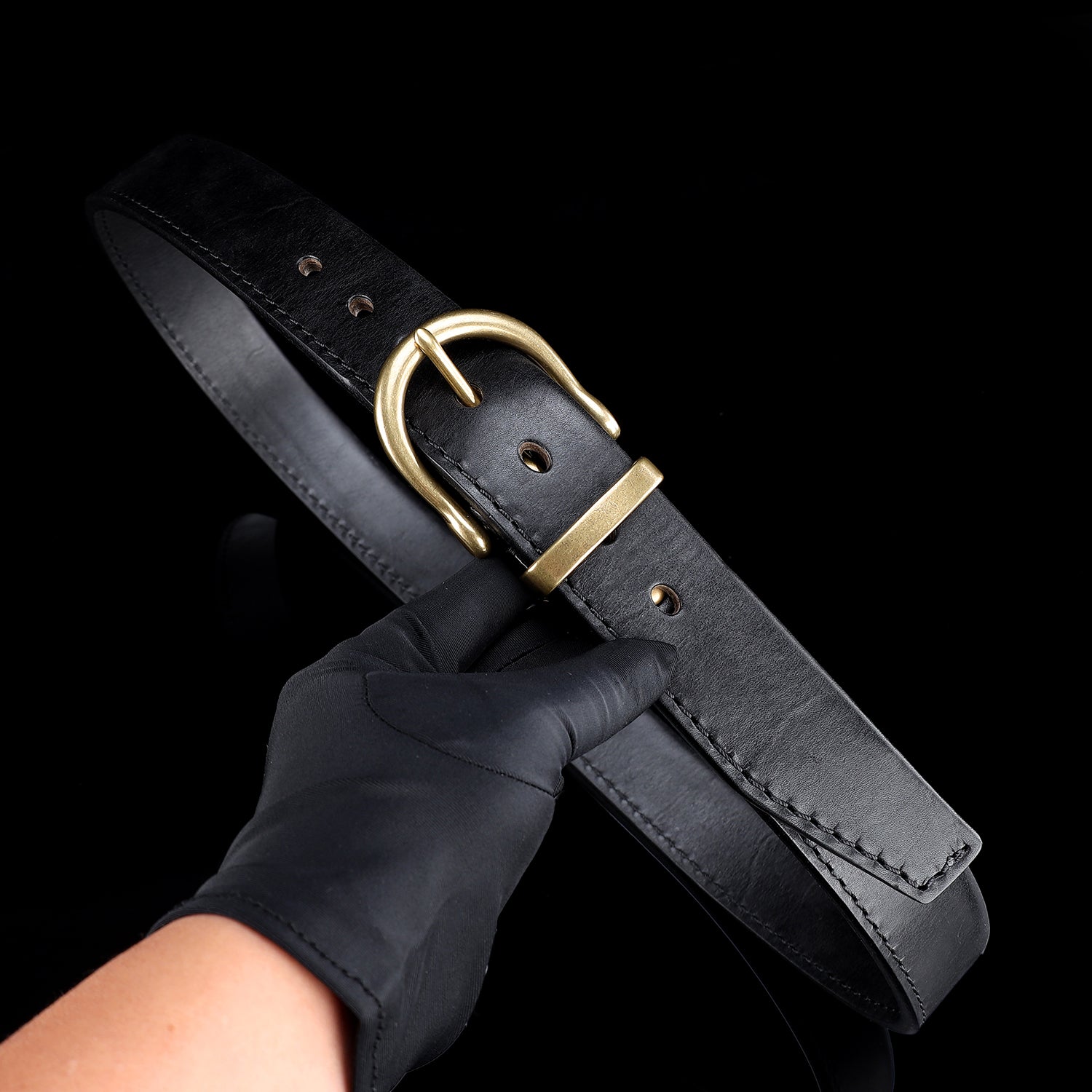 BELTLEY Folded Double-Layer Full-Grain Leather Belt — 1.5" (Black)