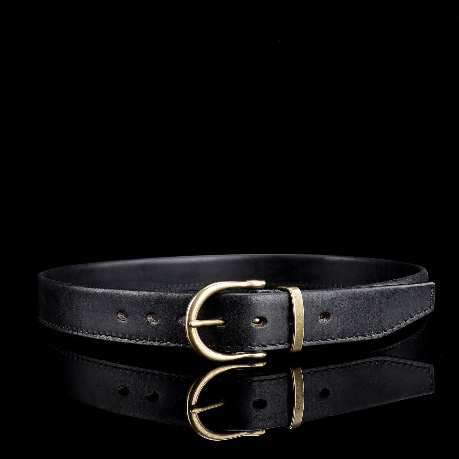 BELTLEY Folded Double-Layer Full-Grain Leather Belt — 1.5" (Black)
