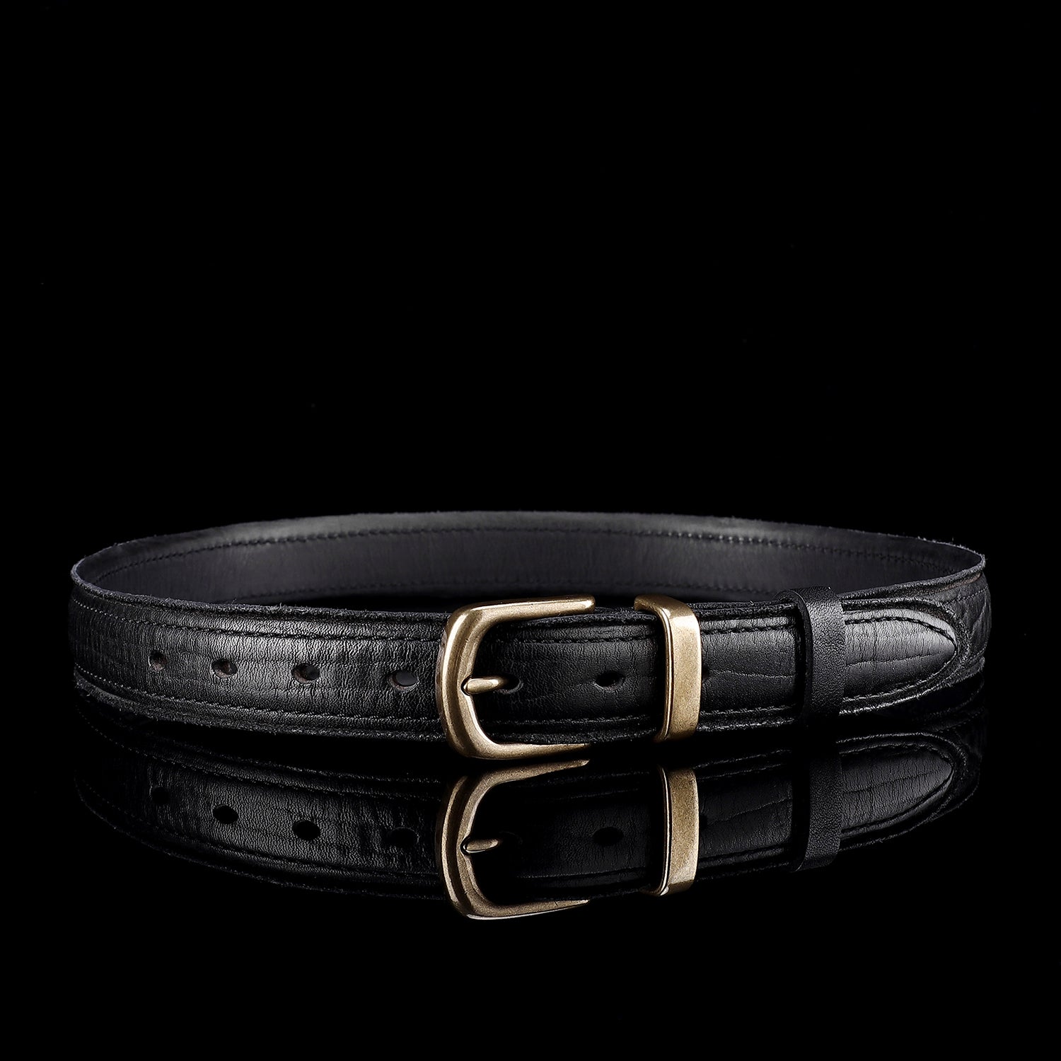 BELTLEY Unisex Distressed Leather Belt in Black | Full-Grain Cowhide