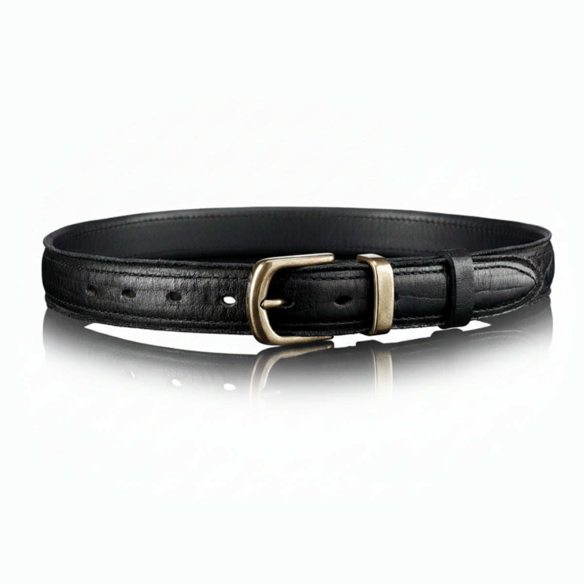 BELTLEY Unisex Distressed Leather Belt in Black | Full-Grain Cowhide