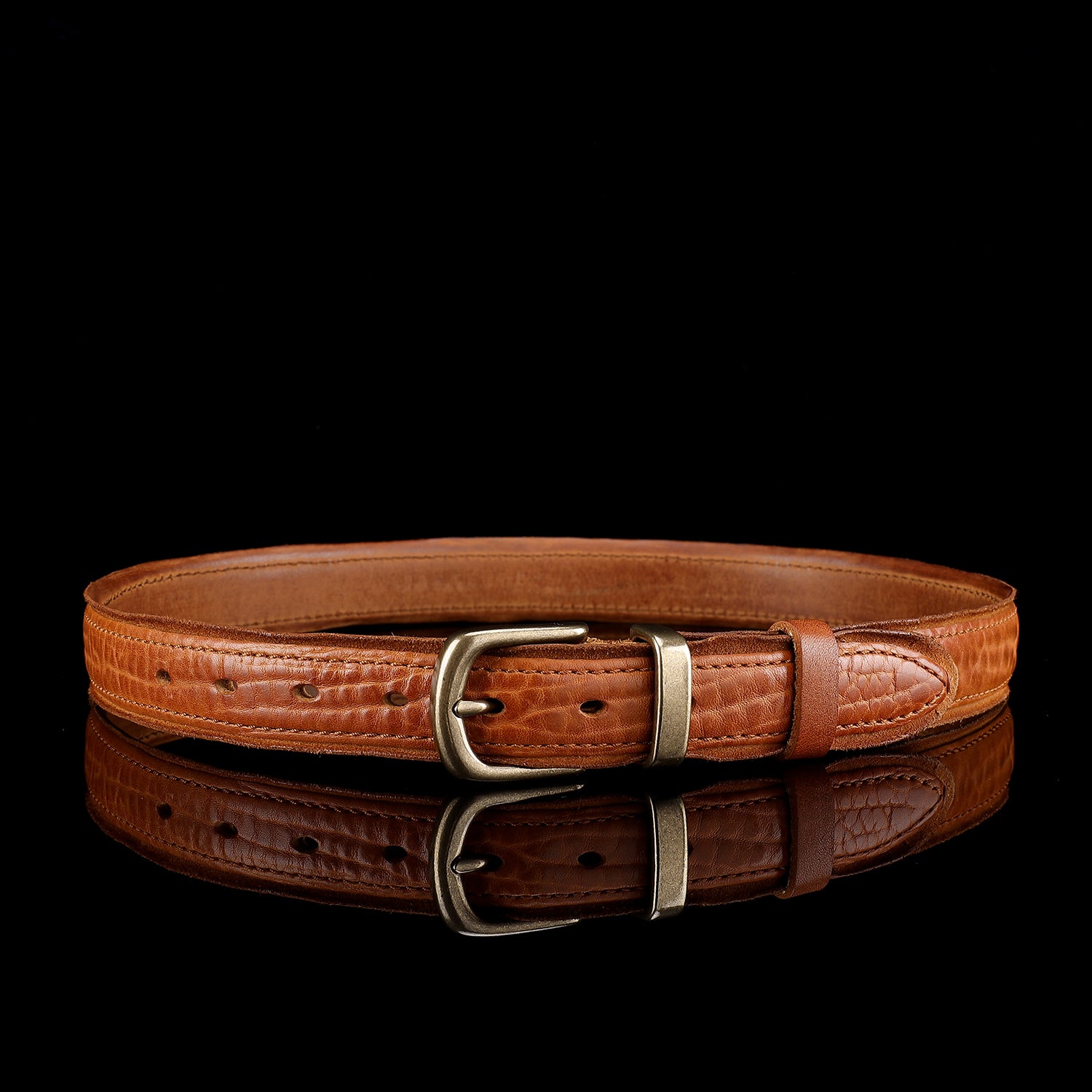 Beltley Vintage Cognac Brown Leather Belt-Unisex Distressed Design