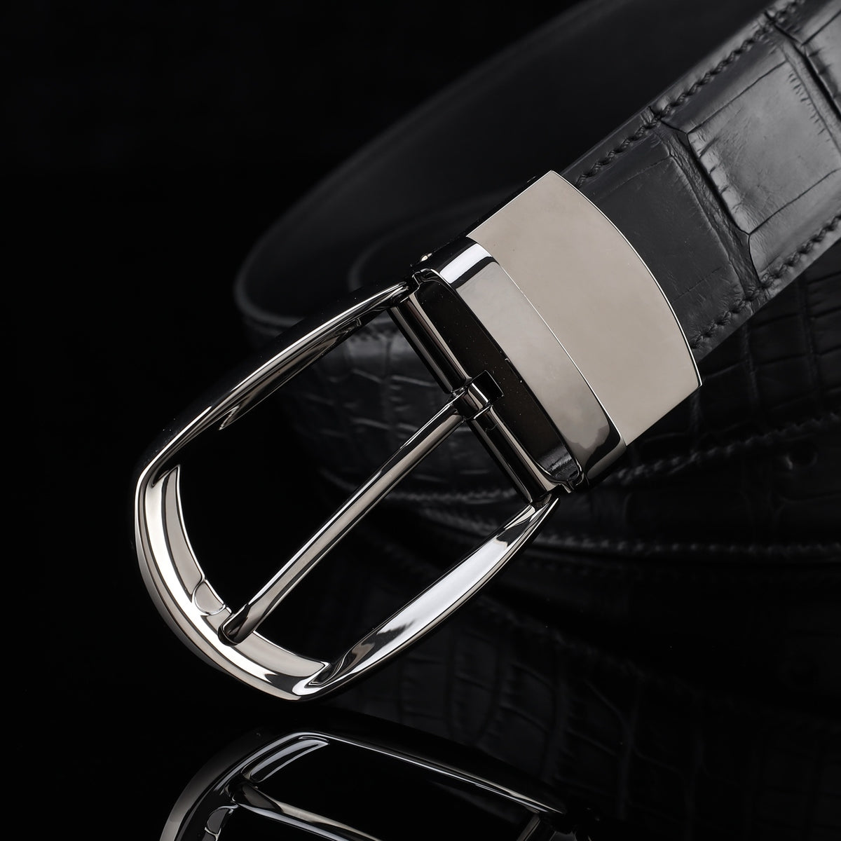 BELTLEY Artisan-Crafted Black Alligator Leather Belt – 1.38" | Unisex