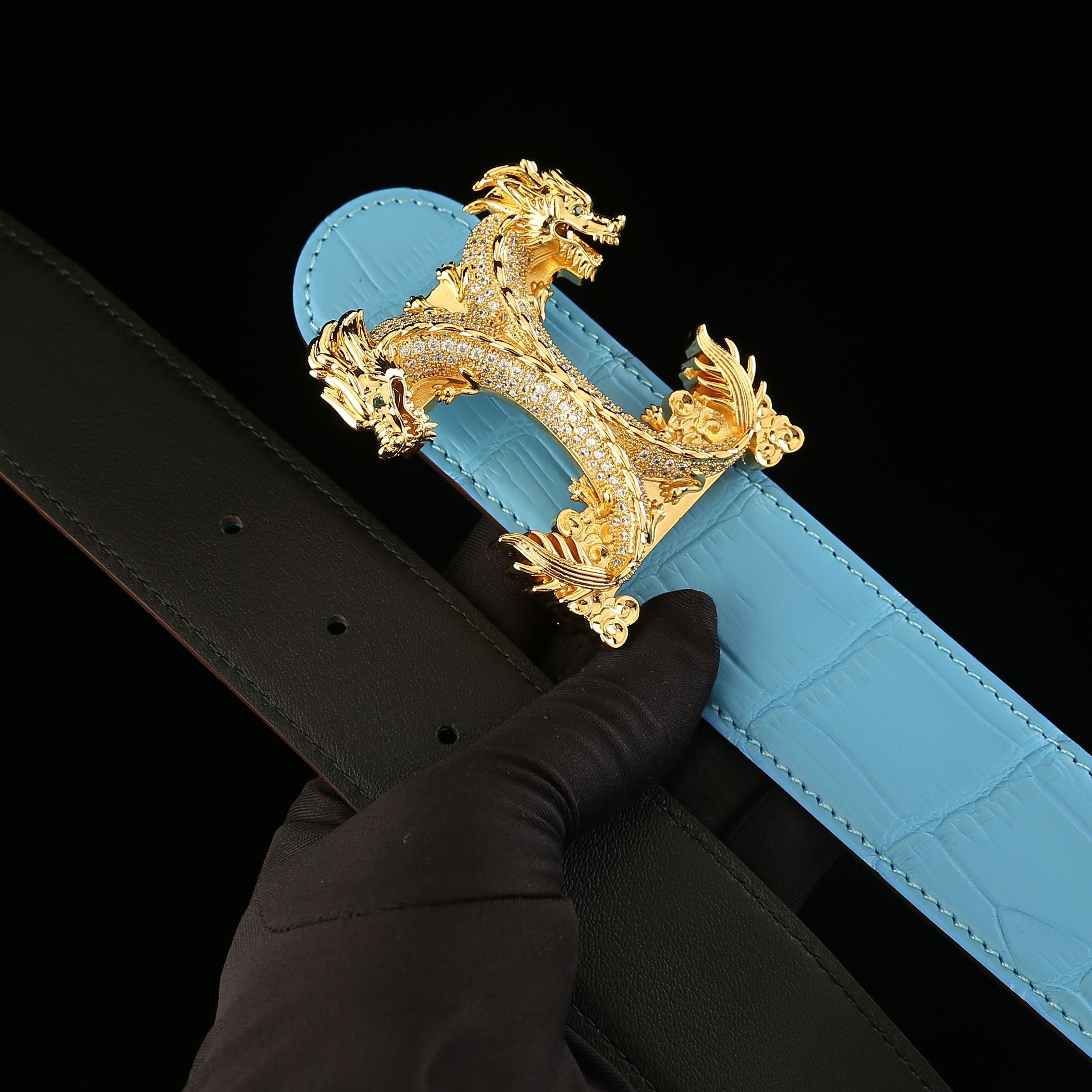 Exotic Nile Crocodile Belt for Men 1.5" Tiffany Blue