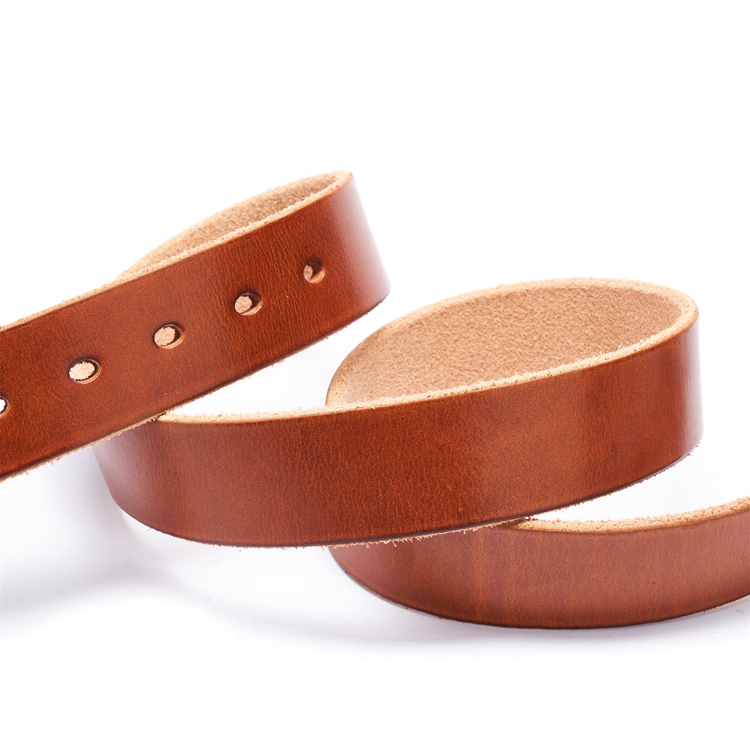 BELTLEY Light Brown Distressed Leather Belt with Raw Edge & Suede - Vintage Style