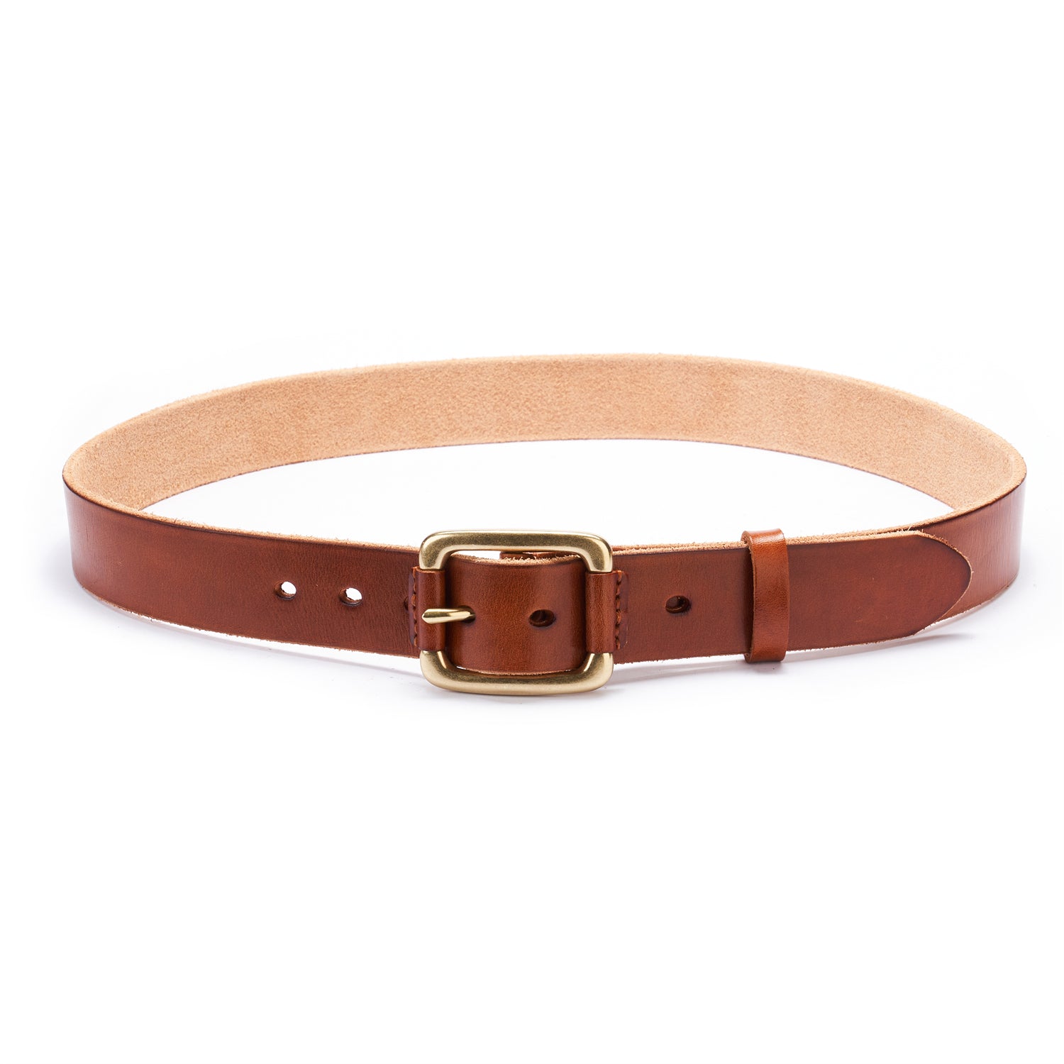 BELTLEY Light Brown Distressed Leather Belt with Raw Edge & Suede - Vintage Style