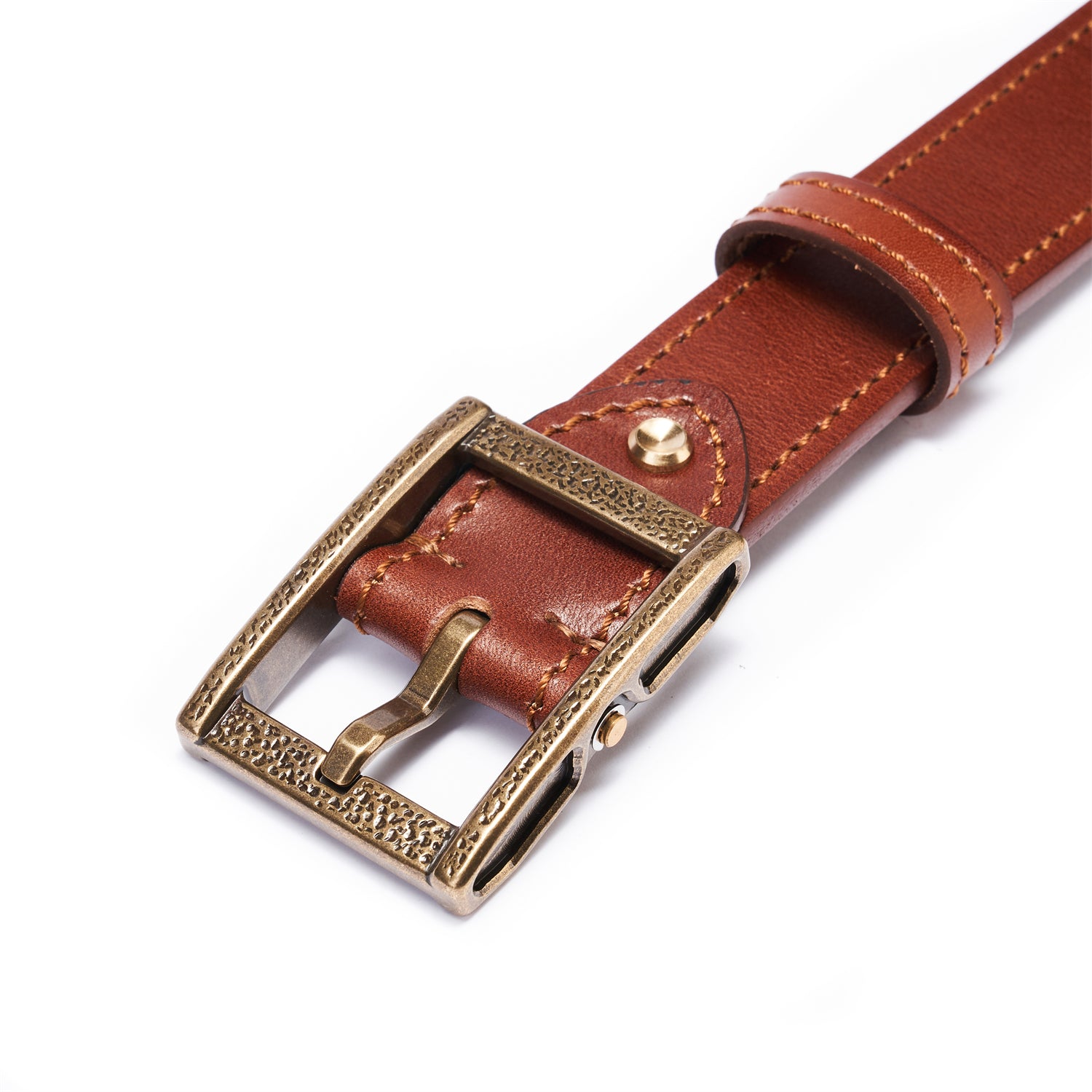 Brown Double Layer Full-Grain Leather Belt for Men (Width: 1.5 Inches)