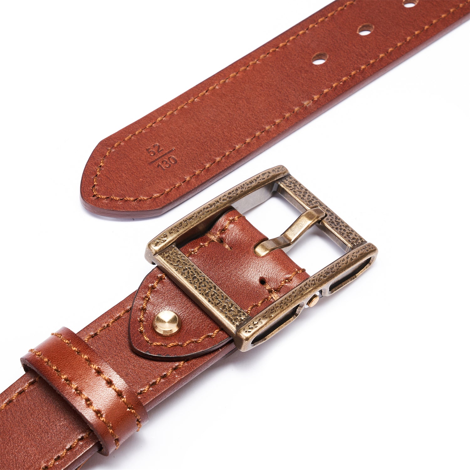Brown Double Layer Full-Grain Leather Belt for Men (Width: 1.5 Inches)