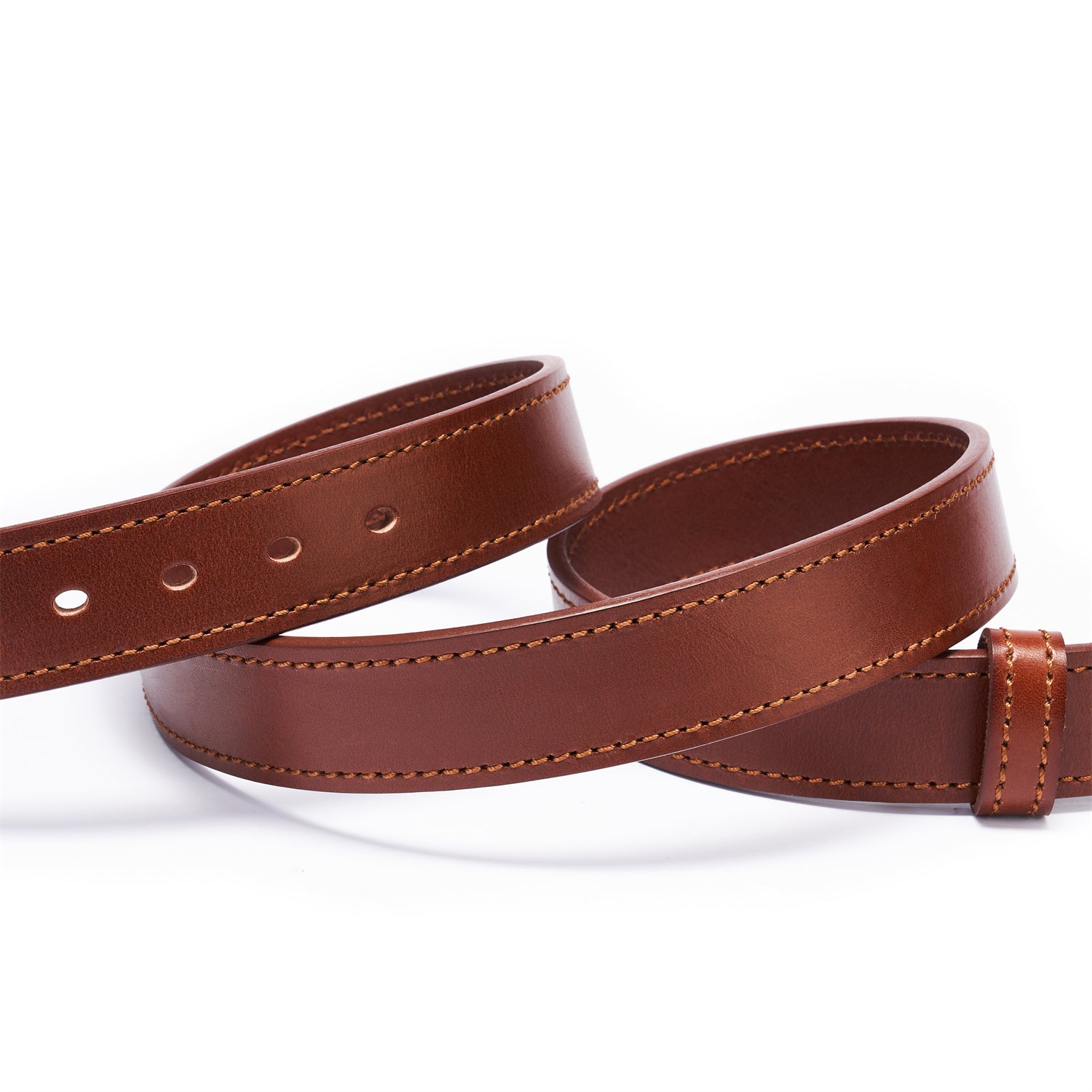 Brown Double Layer Full-Grain Leather Belt for Men (Width: 1.5 Inches)