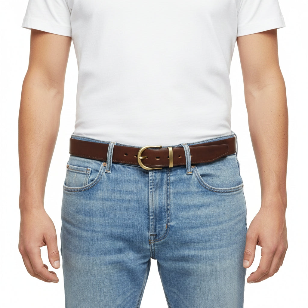 BELTLEY Brown Folded Double-Layer Full-Grain Leather Belt — 1.5 Inches