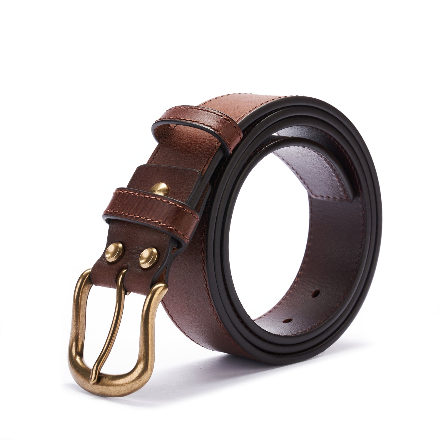 BELTLEY Classic Brown Full Grain Leather Distressed Belt 1.25" Wide