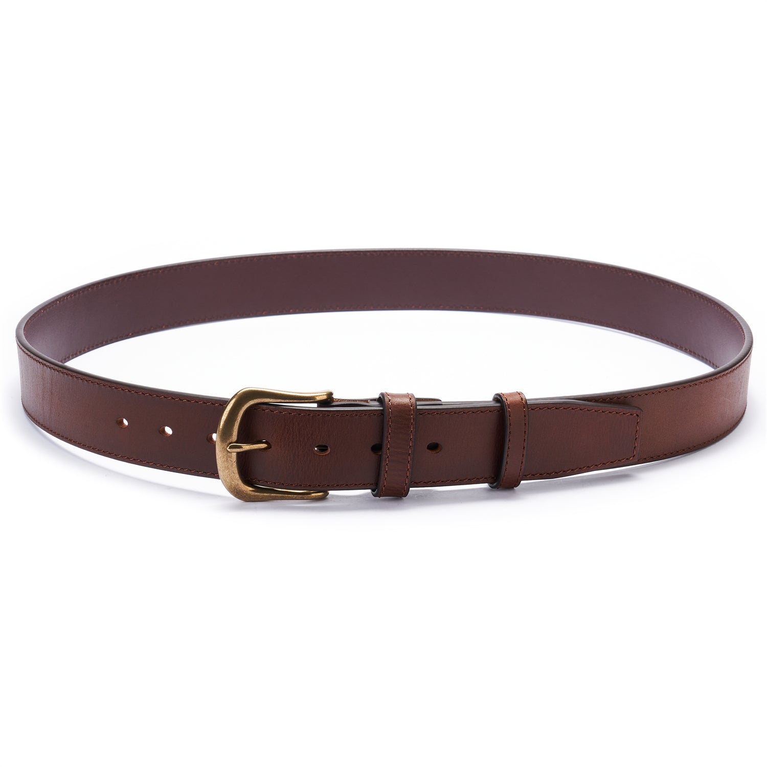 BELTLEY Classic Brown Full Grain Leather Distressed Belt 1.25" Wide