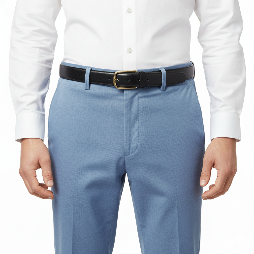 Classic Calfskin Leather Dress Belt – 1.38 Inches — lay-flat view | BELTLEY