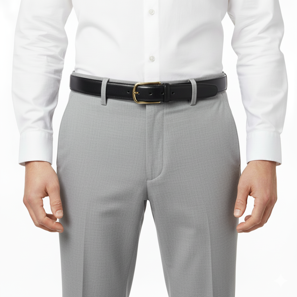 Classic Calfskin Leather Dress Belt – 1.38 Inches — edge detail | BELTLEY