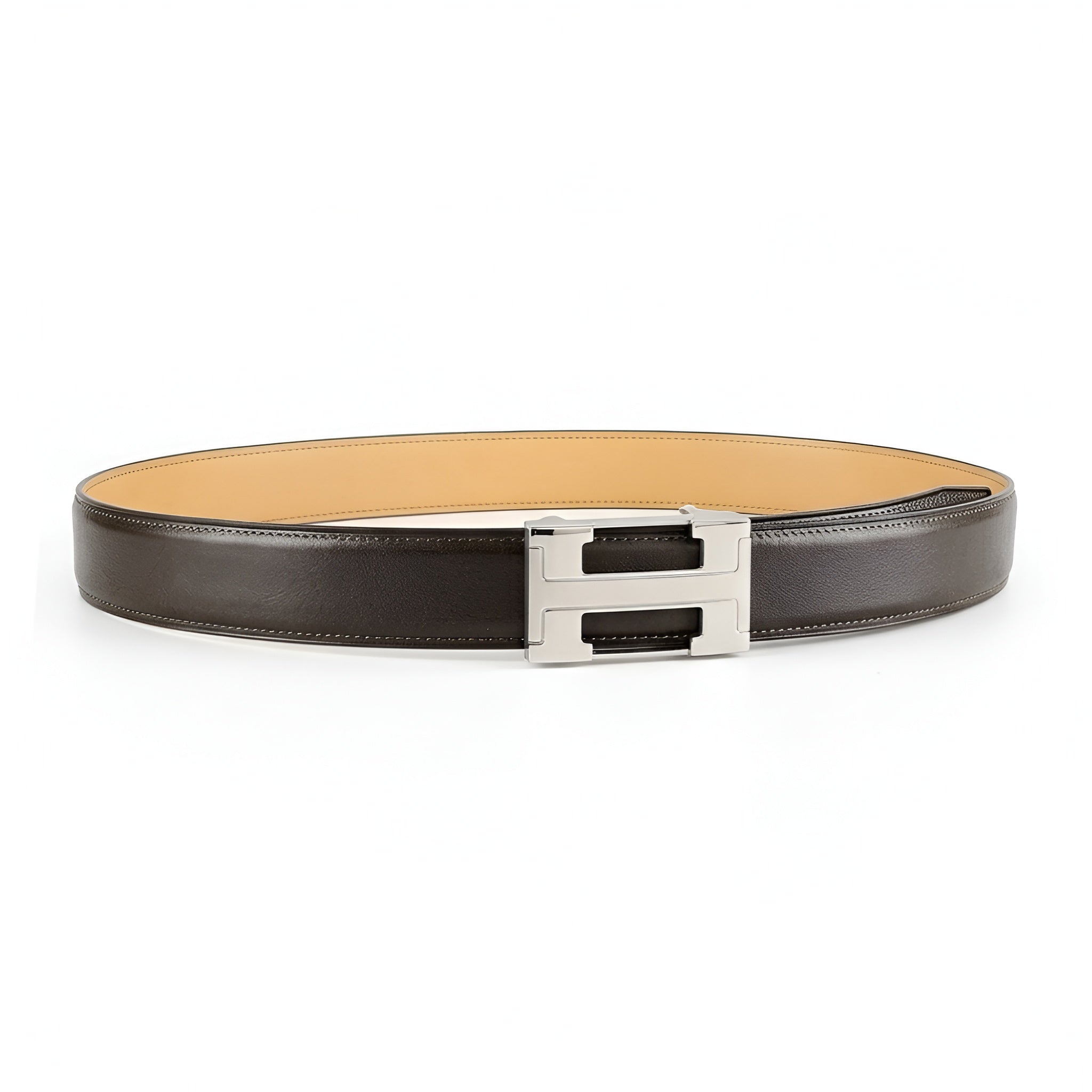 Classic Full-Grain Calfskin Leather Belt with “H” Buckle — additional view 17 | BELTLEY
