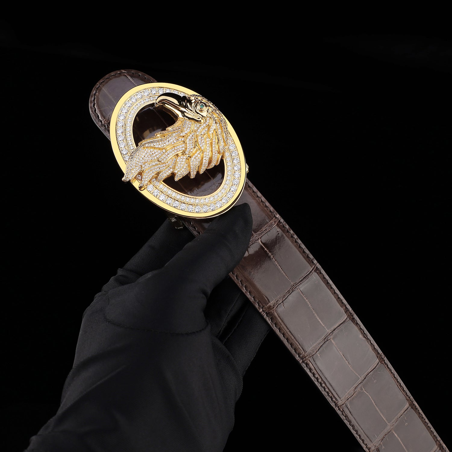 ELTLEY Espresso Brown Handcrafted Glossy Crocodile Belt
