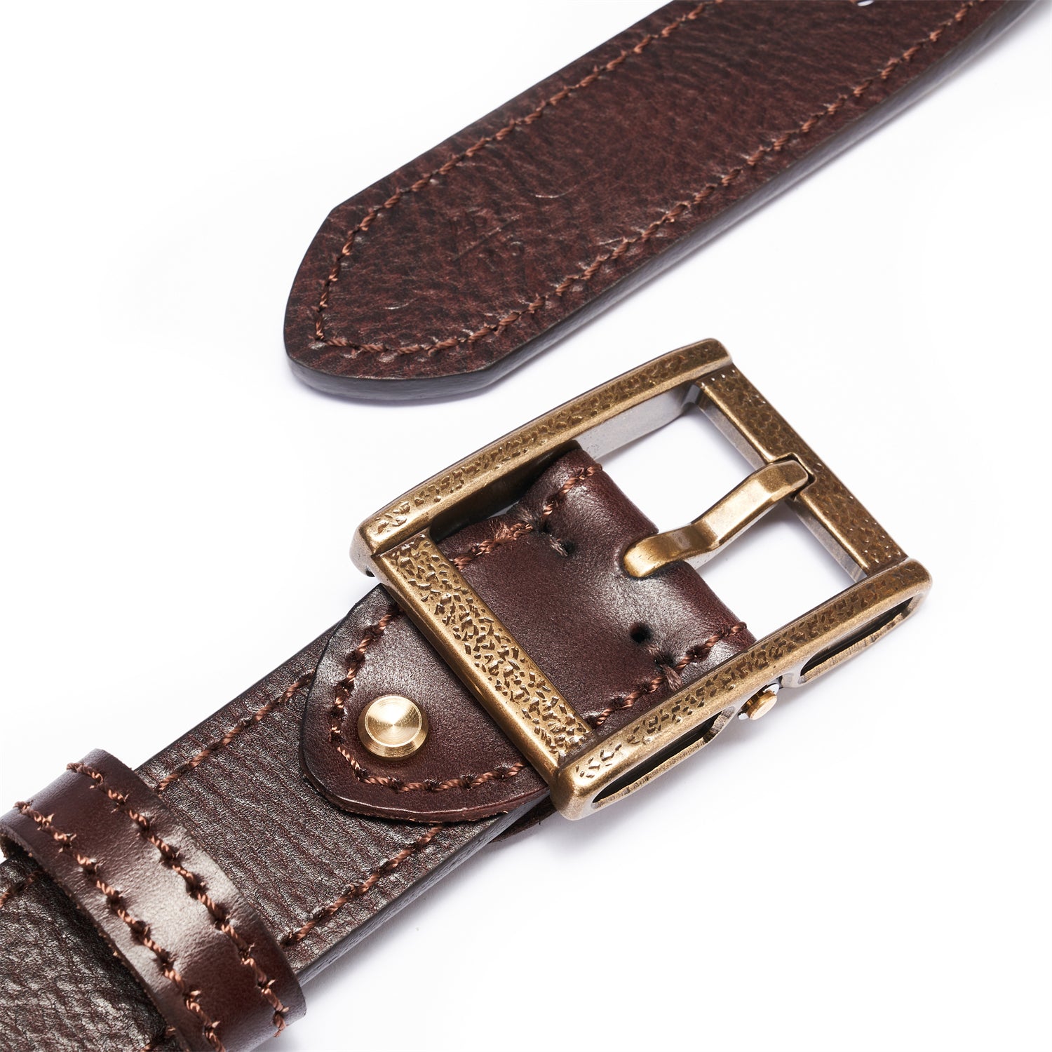 Espresso Brown Double Layer Full-Grain Leather Belt (Width: 1.5 Inches)