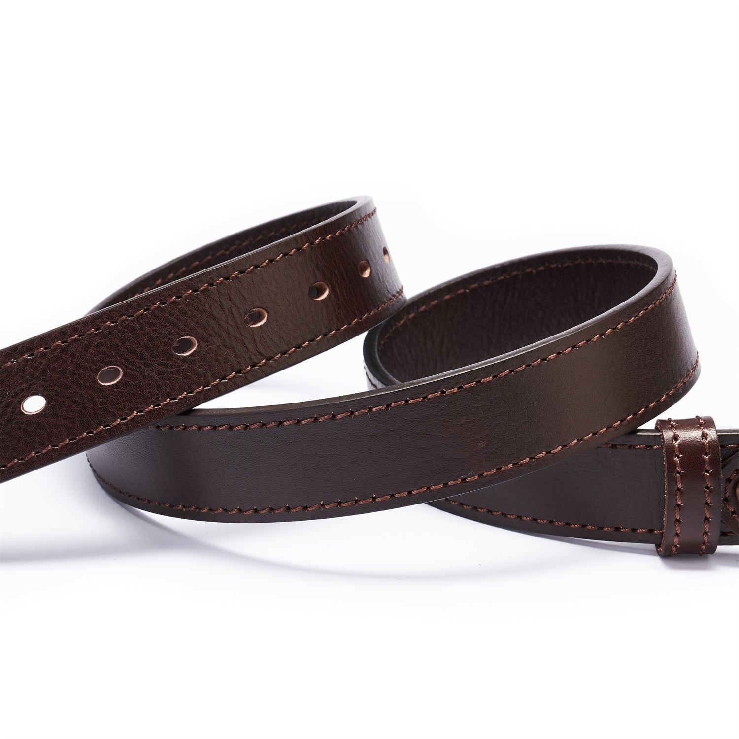 Espresso Brown Double Layer Full-Grain Leather Belt (Width: 1.5 Inches)