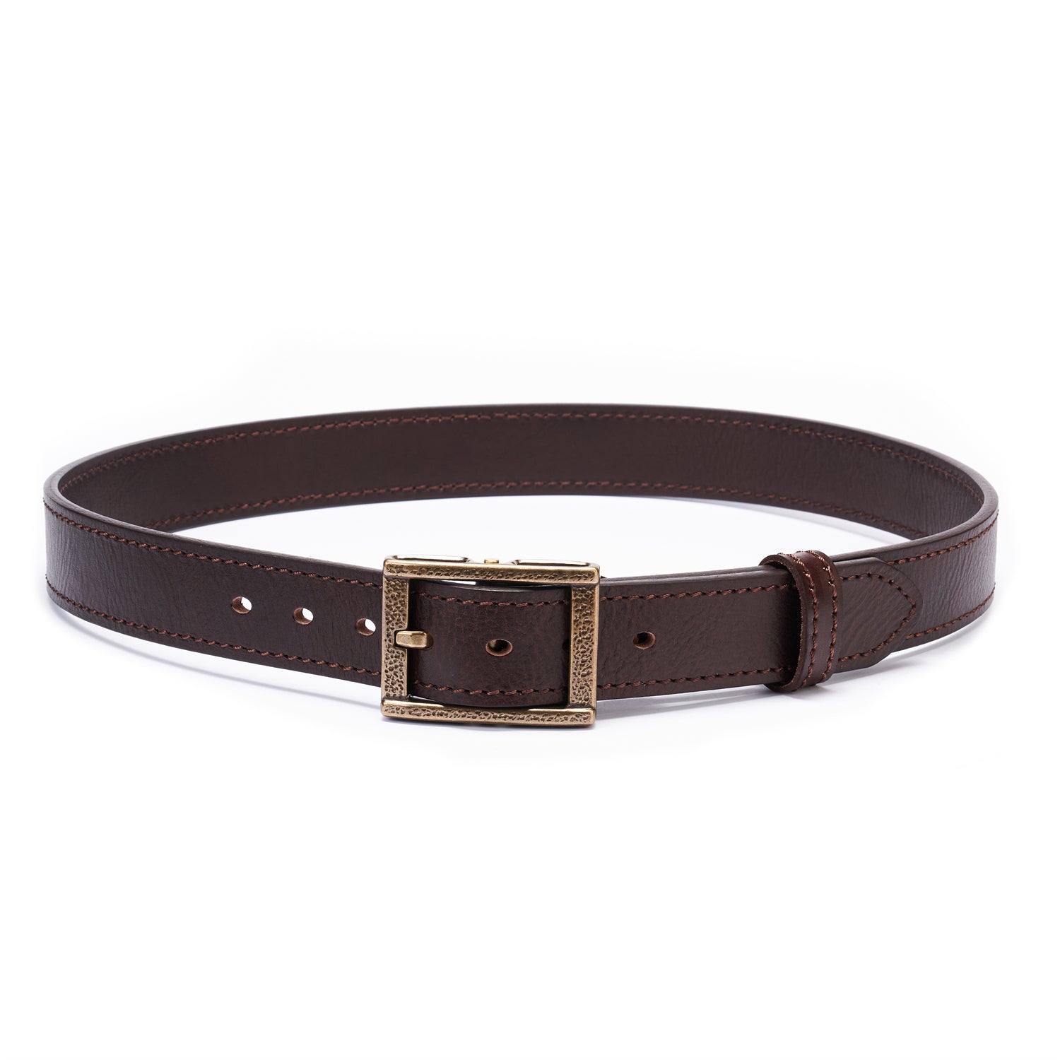 Espresso Brown Double Layer Full-Grain Leather Belt (Width: 1.5 Inches)