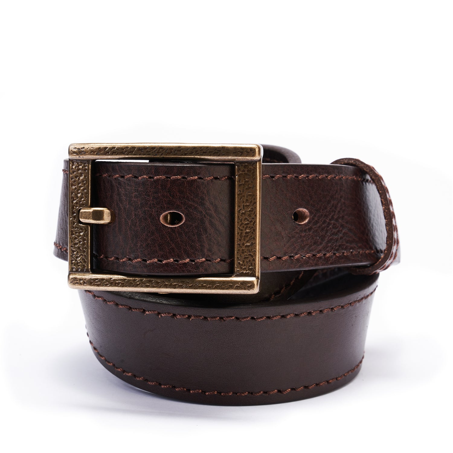Espresso Brown Double Layer Full-Grain Leather Belt (Width: 1.5 Inches)