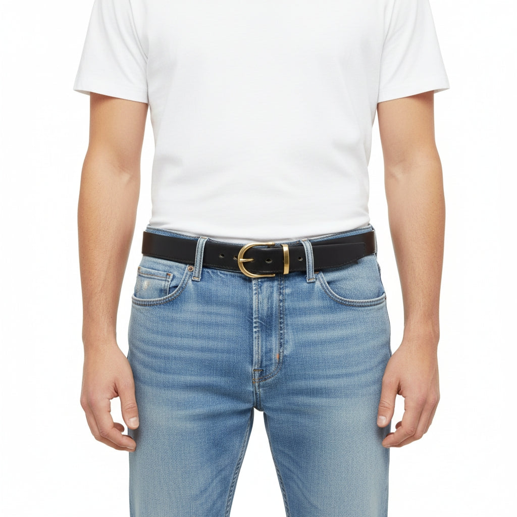 BELTLEY Folded Double-Layer Full-Grain Leather Belt — 1.5" (Black)