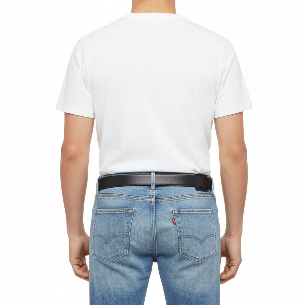 BELTLEY Folded Double-Layer Full-Grain Leather Belt — 1.5" (Black)