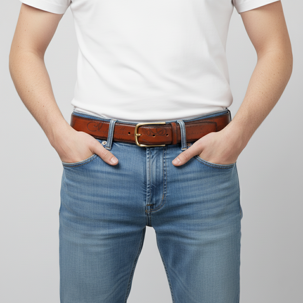 BELTLEY French Traditional Hand-Dyed Italian Full-Grain Leather Brown Belt 1.5"