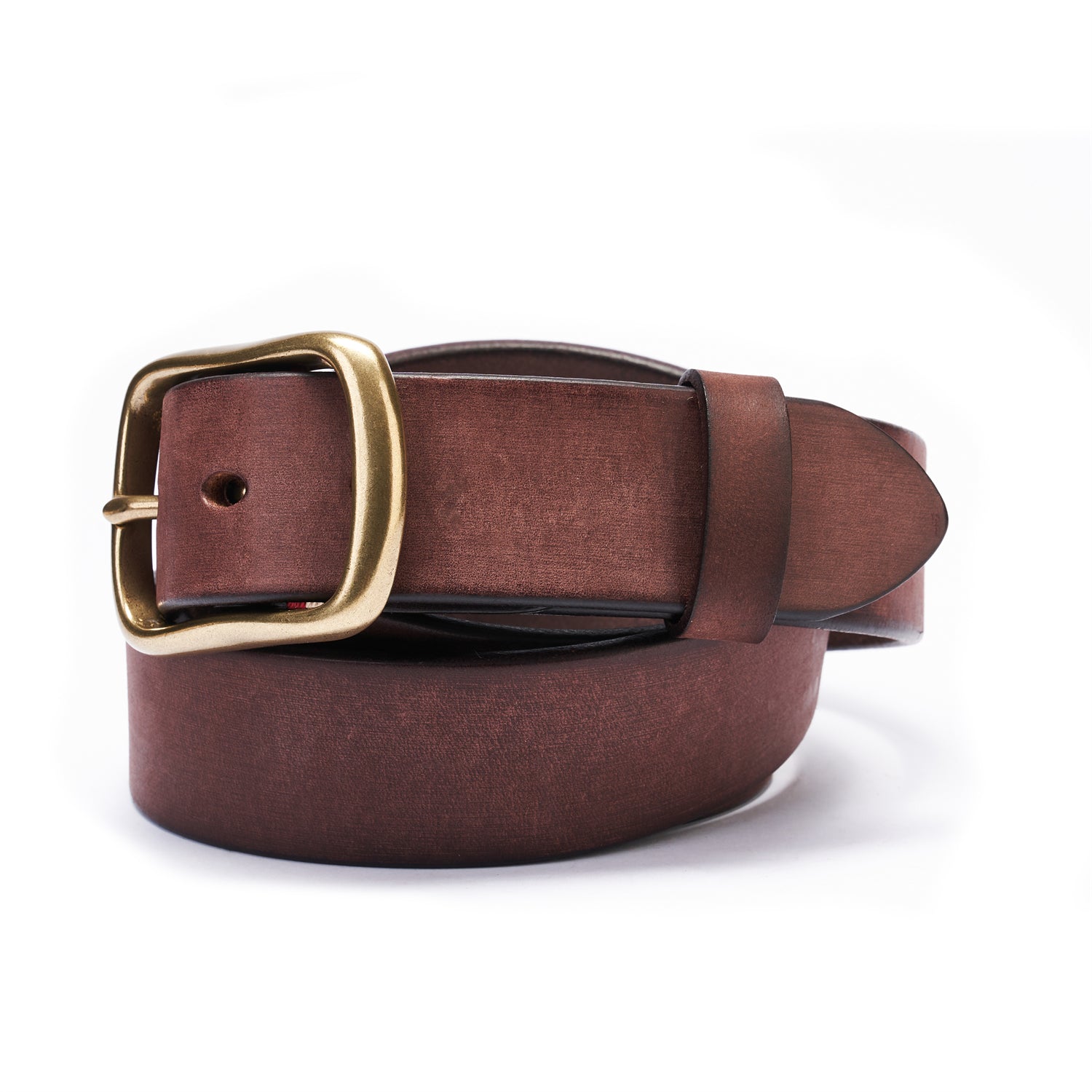 BELTLEY 100% Full-Grain Leather with Solid Brass Buckle in Vintage Espresso Brown