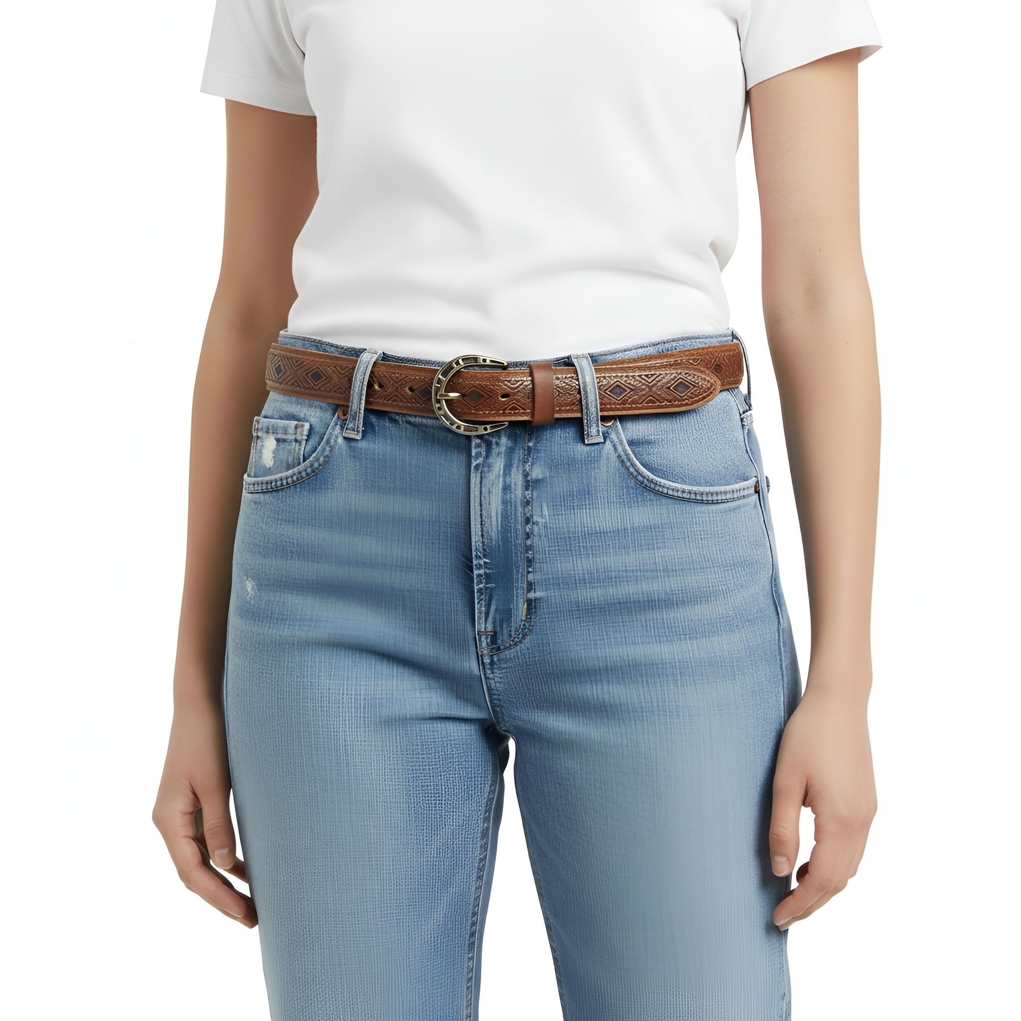 BELTLEY Women's Vintage Western Leather Belt – 1.18" Wide Casual Jeans Belt