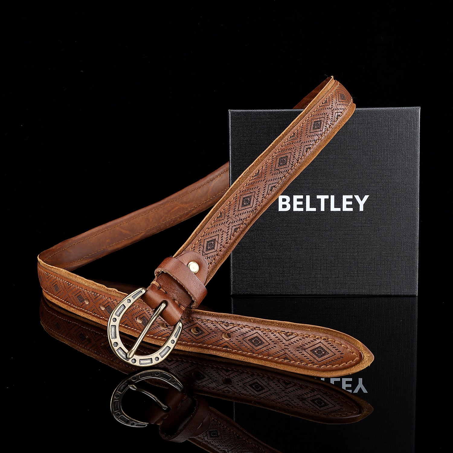 BELTLEY Women's Vintage Western Leather Belt – 1.18" Wide Casual Jeans Belt