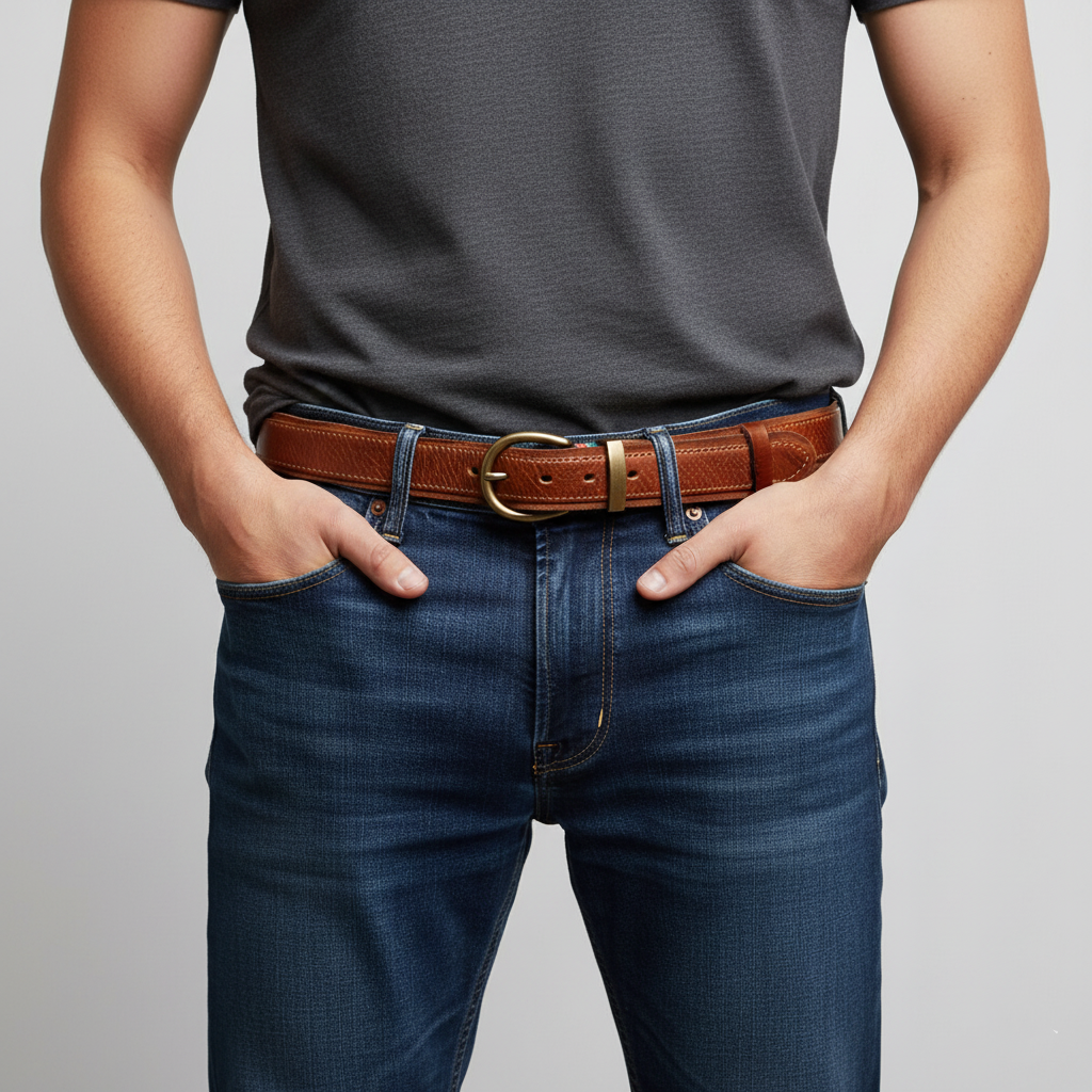 BELTLEY Handmade Brown Distressed Leather Belt For Men&Women