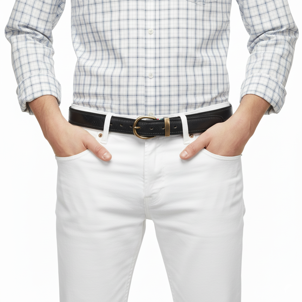 BELTLEY Handmade Distressed Black Leather Belt - Vintage Full Grain, Unisex