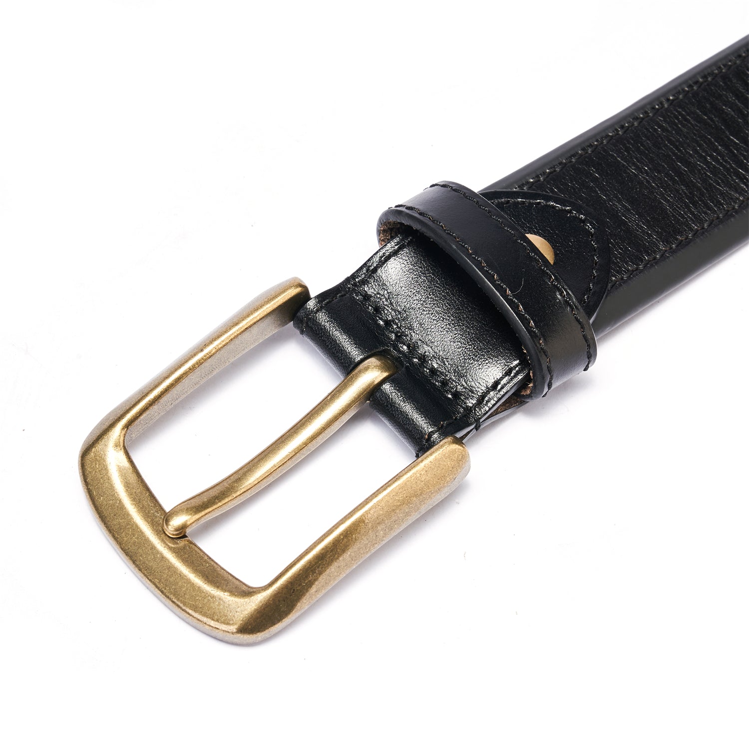 Heavy-Duty Black Leather Belt – 1.5” Extra Thick Full-Grain, Double-Layer — buckle close-up | BELTLEY