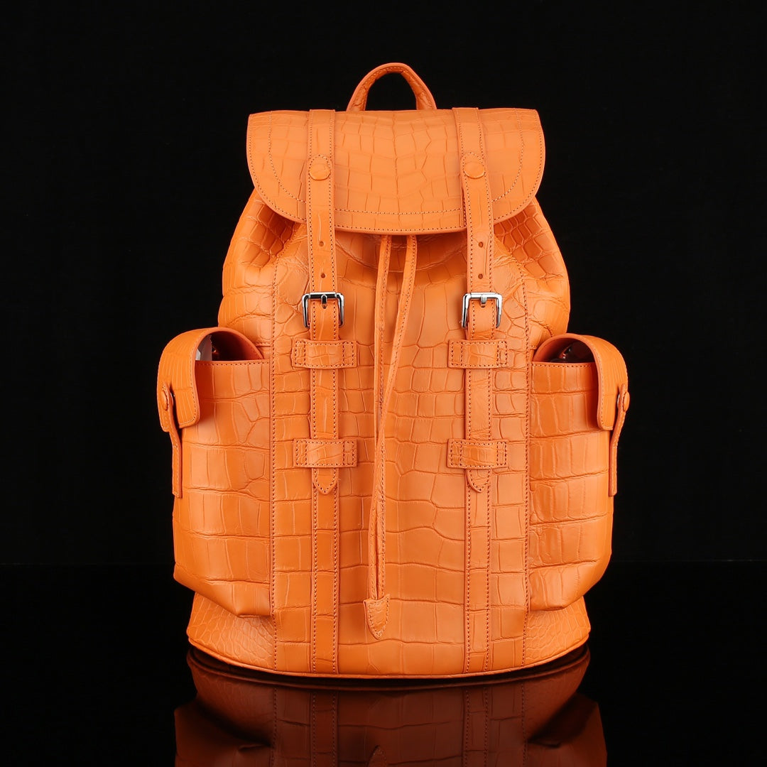 Matte Hermès Orange Crocodile Backpack-The BELTLEY Explorer Edition