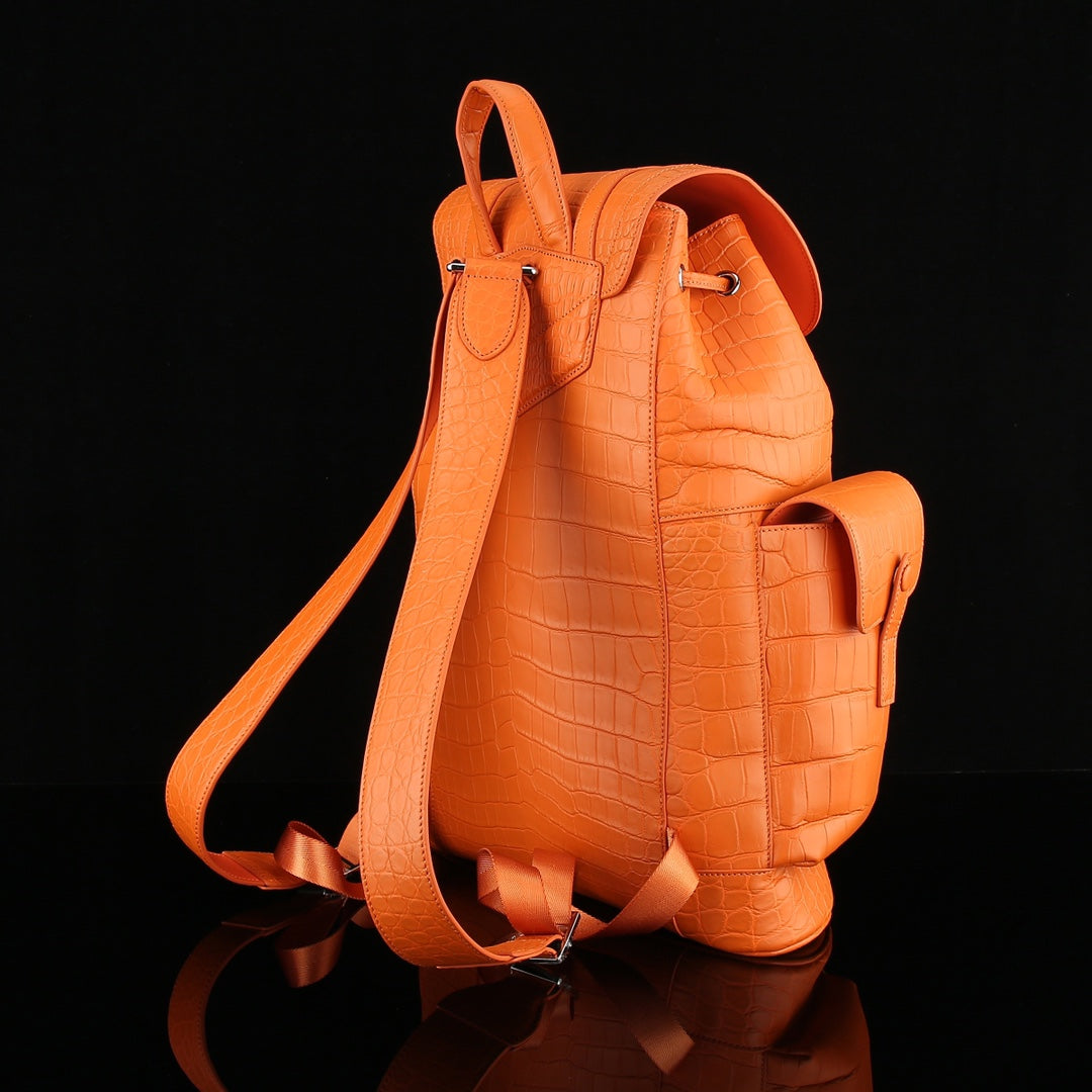 Matte Hermès Orange Nile Crocodile Backpack-The BELTLEY Explorer Edition