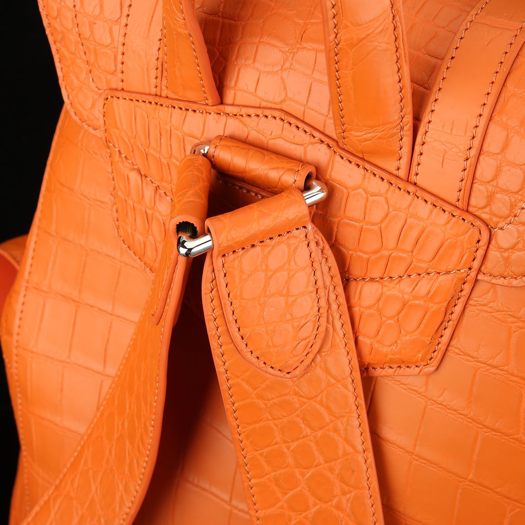 Matte Hermès Orange Nile Crocodile Backpack-The BELTLEY Explorer Edition